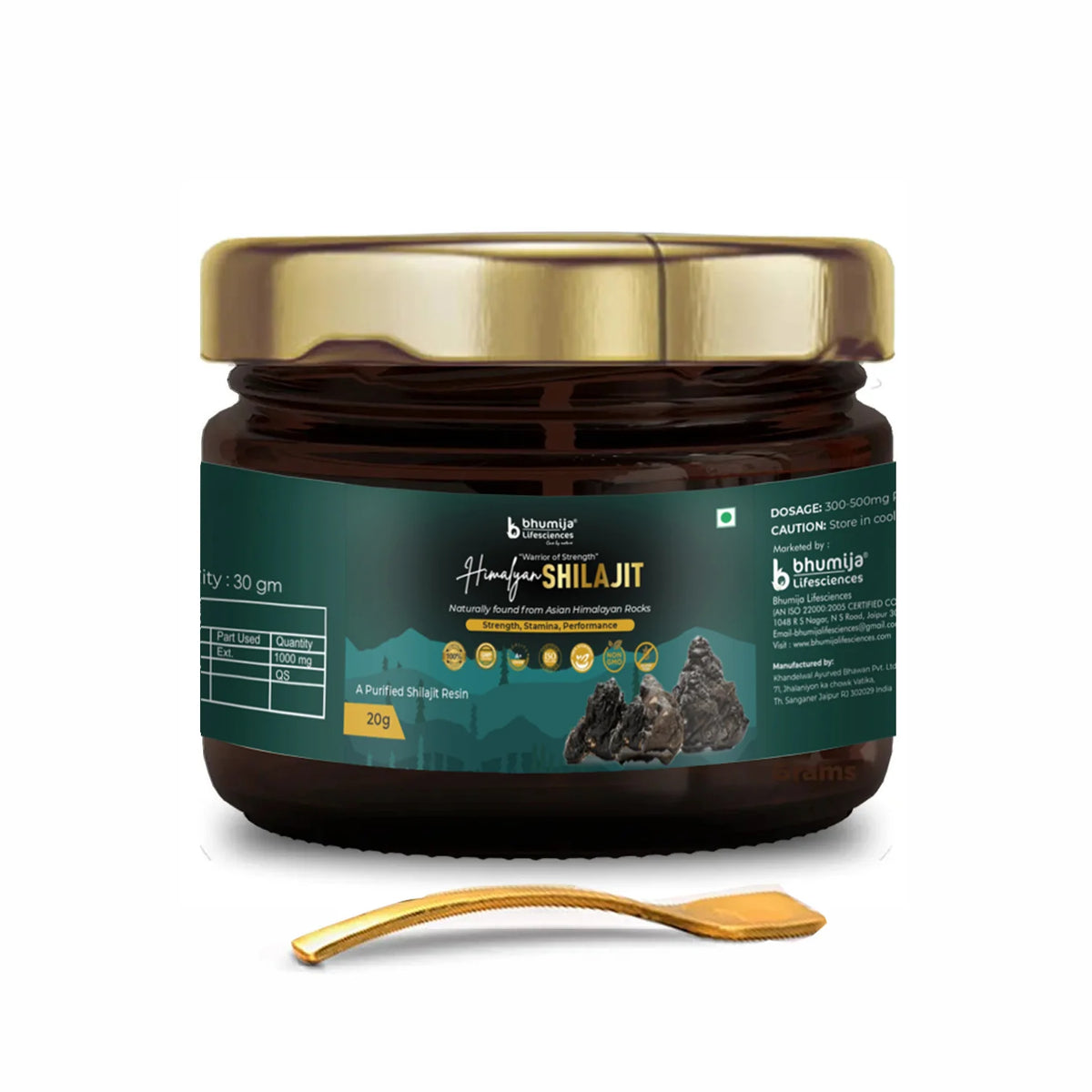 Bhumija Lifesciences Himalayan Shilajit Resin (1 Jar, 20g)