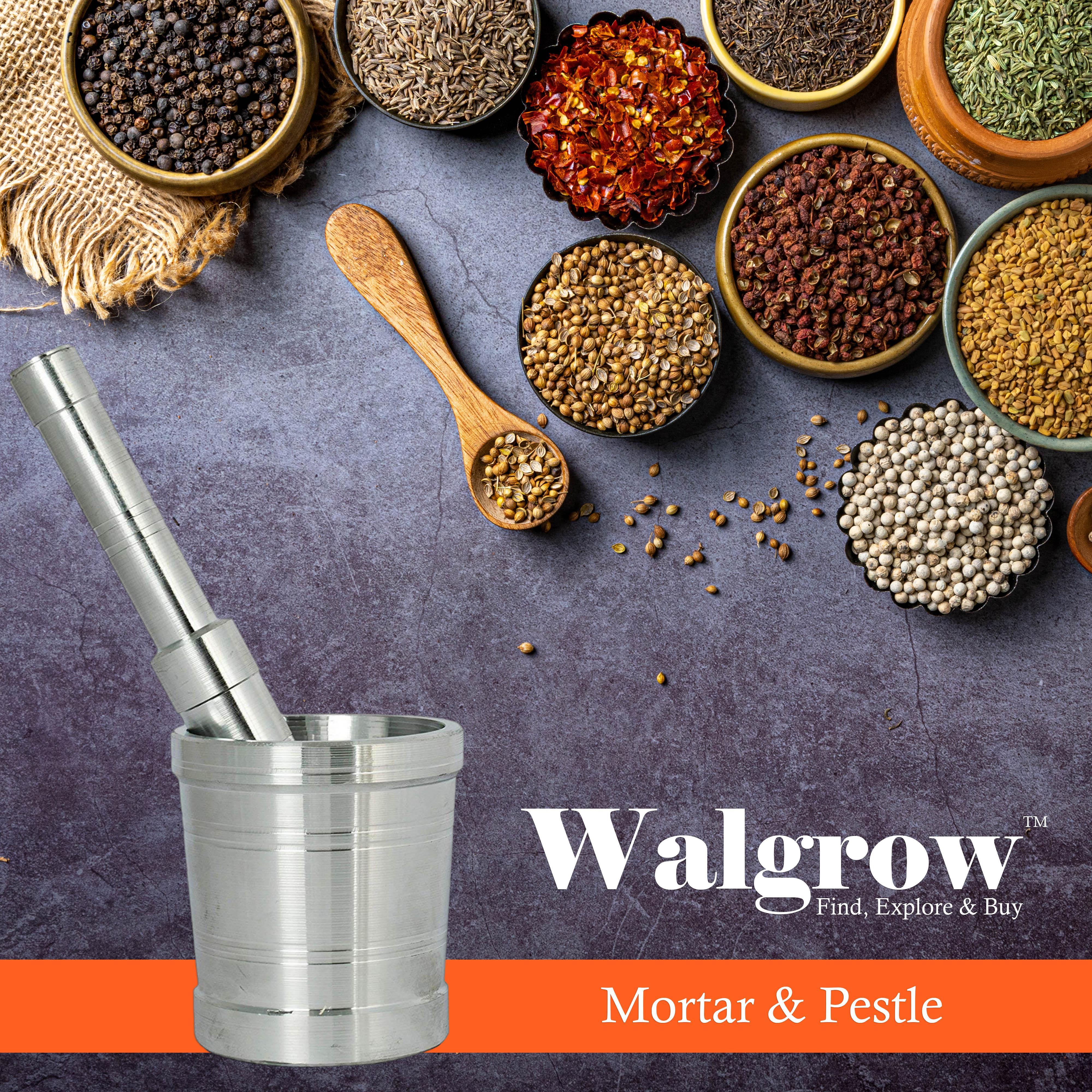 Walgrow Aluminium Khalbatta Okhli Masher Mortar and Pestle Set - Walgrow.com