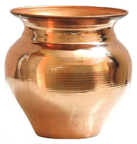 Walgrow Handcrafted Copper Religion Round Plain Kalash/Matka/Lota For Pooja (100-105 ML) - Walgrow.com