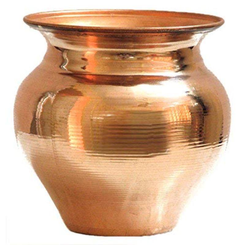 Walgrow Handcrafted Copper Religion Round Plain Kalash/Matka/Lota For Pooja (150-155 ML) - Walgrow.com