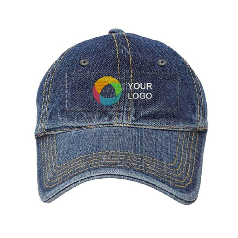 Zindwear Denim Professional Personalised Custom Embroidered Cap/Hat for Corporate Events and Employee Uniforms (One Size, Blue) - Walgrow.com