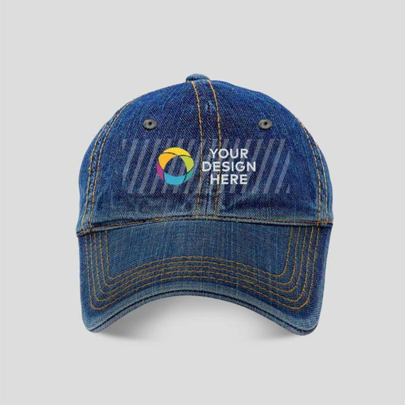 Zindwear Denim Professional Personalised Custom Embroidered Cap/Hat for Corporate Events and Employee Uniforms (One Size, Blue) - Walgrow.com