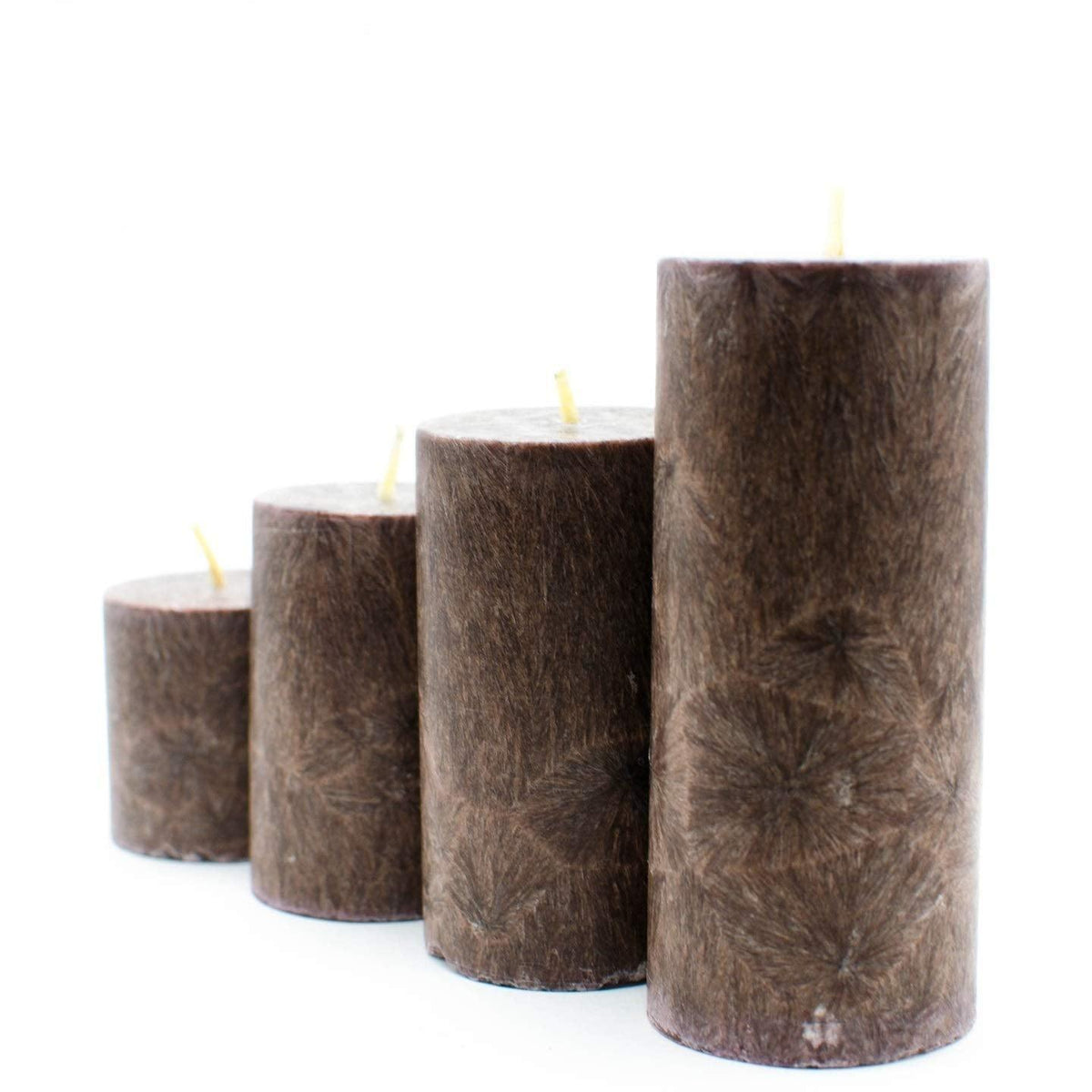 100% Pure Wax Fragranced Long Burning Marble Scented Pillar Round Candles (Set Of 4) - Walgrow.com