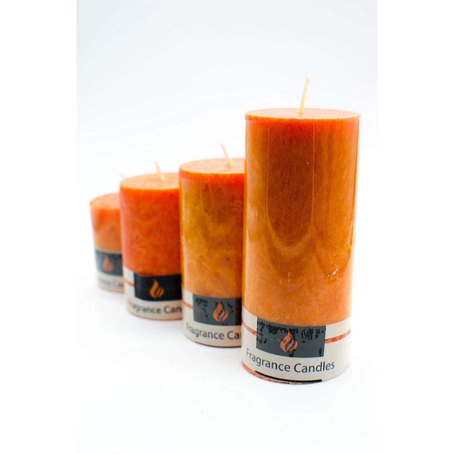 100% Pure Wax Fragranced Long Burning Marble Scented Pillar Round Candles (Set Of 4) - Walgrow.com