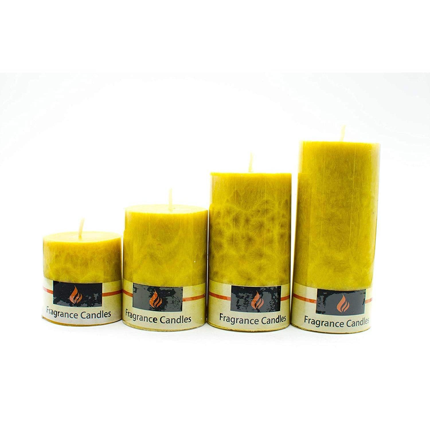 100% Pure Wax Fragranced Long Burning Marble Scented Pillar Round Candles (Set Of 4) - Walgrow.com