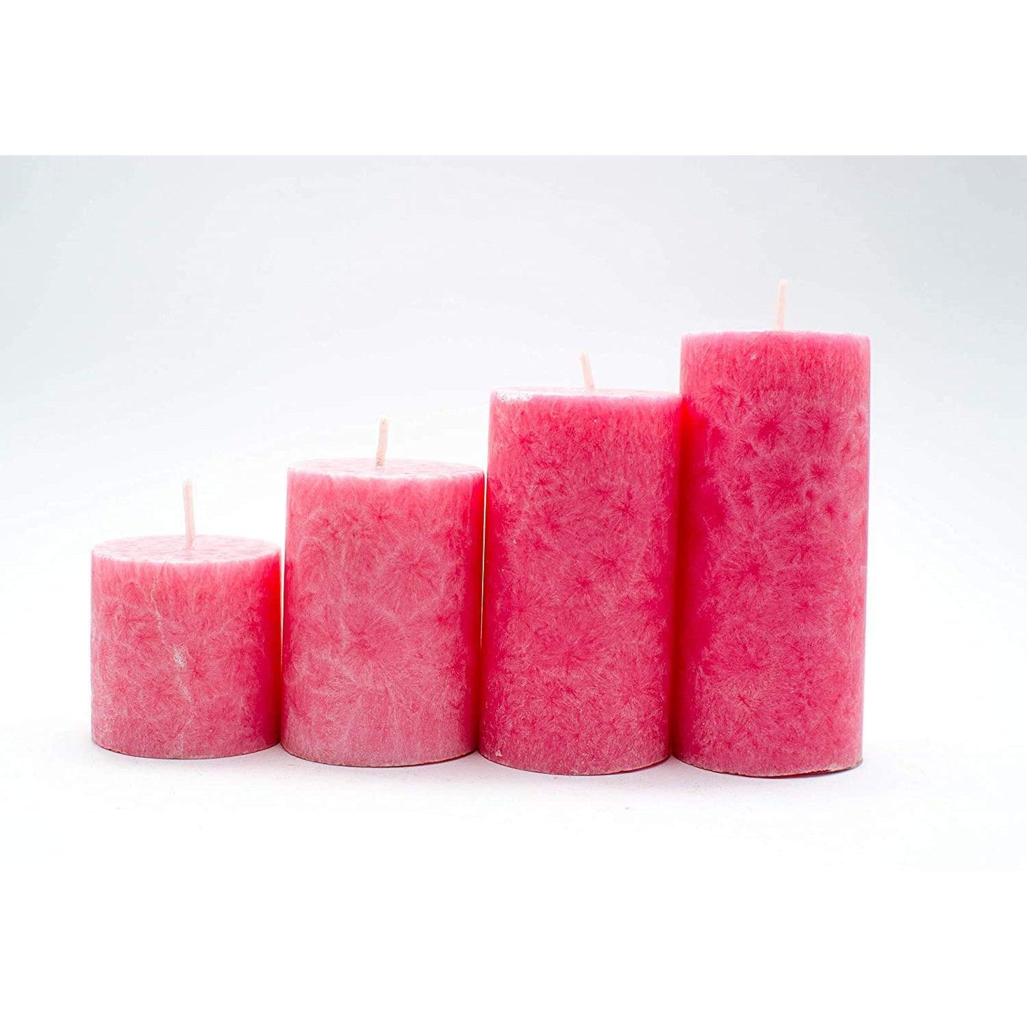 100% Pure Wax Fragranced Long Burning Marble Scented Pillar Round Candles (Set Of 4) - Walgrow.com