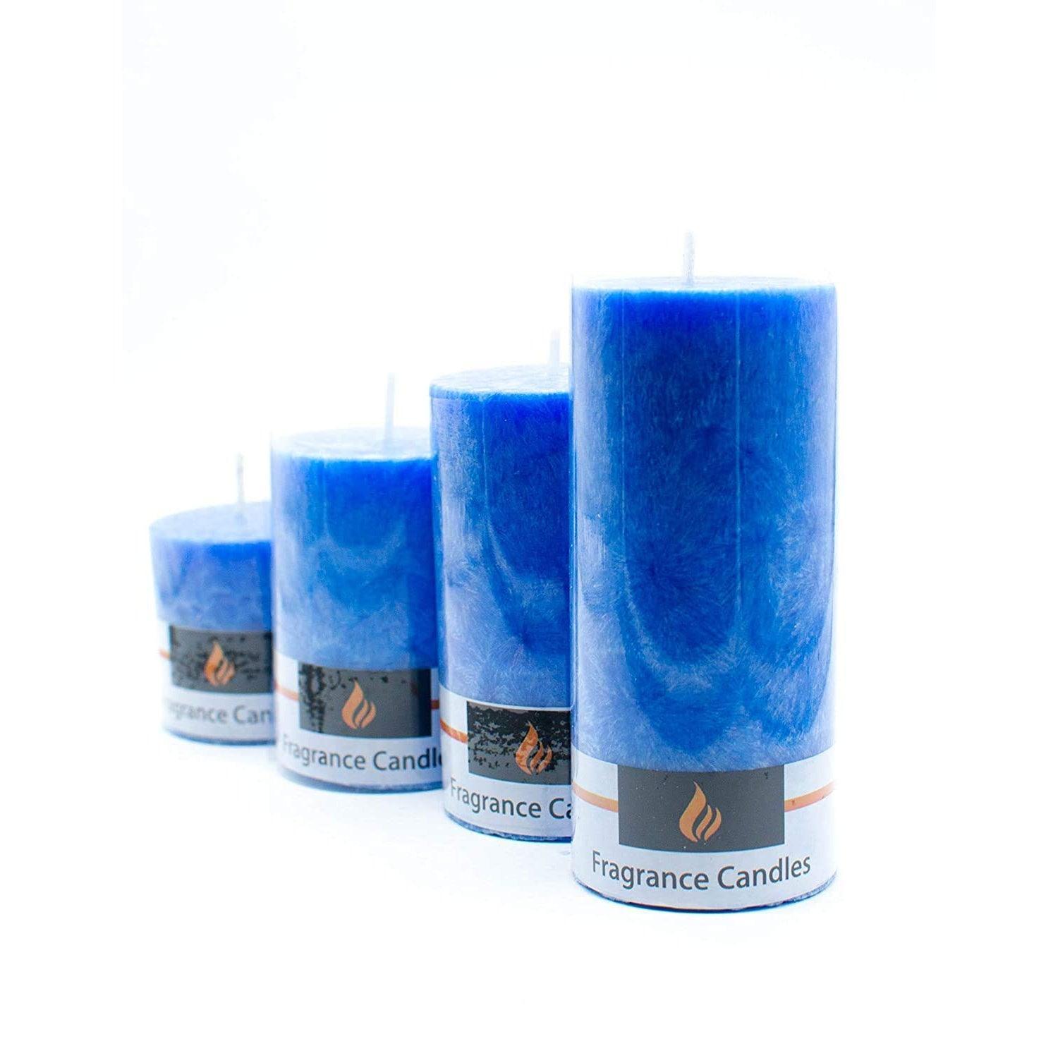 100% Pure Wax Fragranced Long Burning Marble Scented Pillar Round Candles (Set Of 4) - Walgrow.com