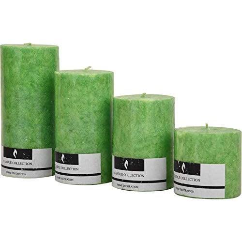 100% Pure Wax Fragranced Long Burning Marble Scented Pillar Round Candles (Set Of 4) - Walgrow.com