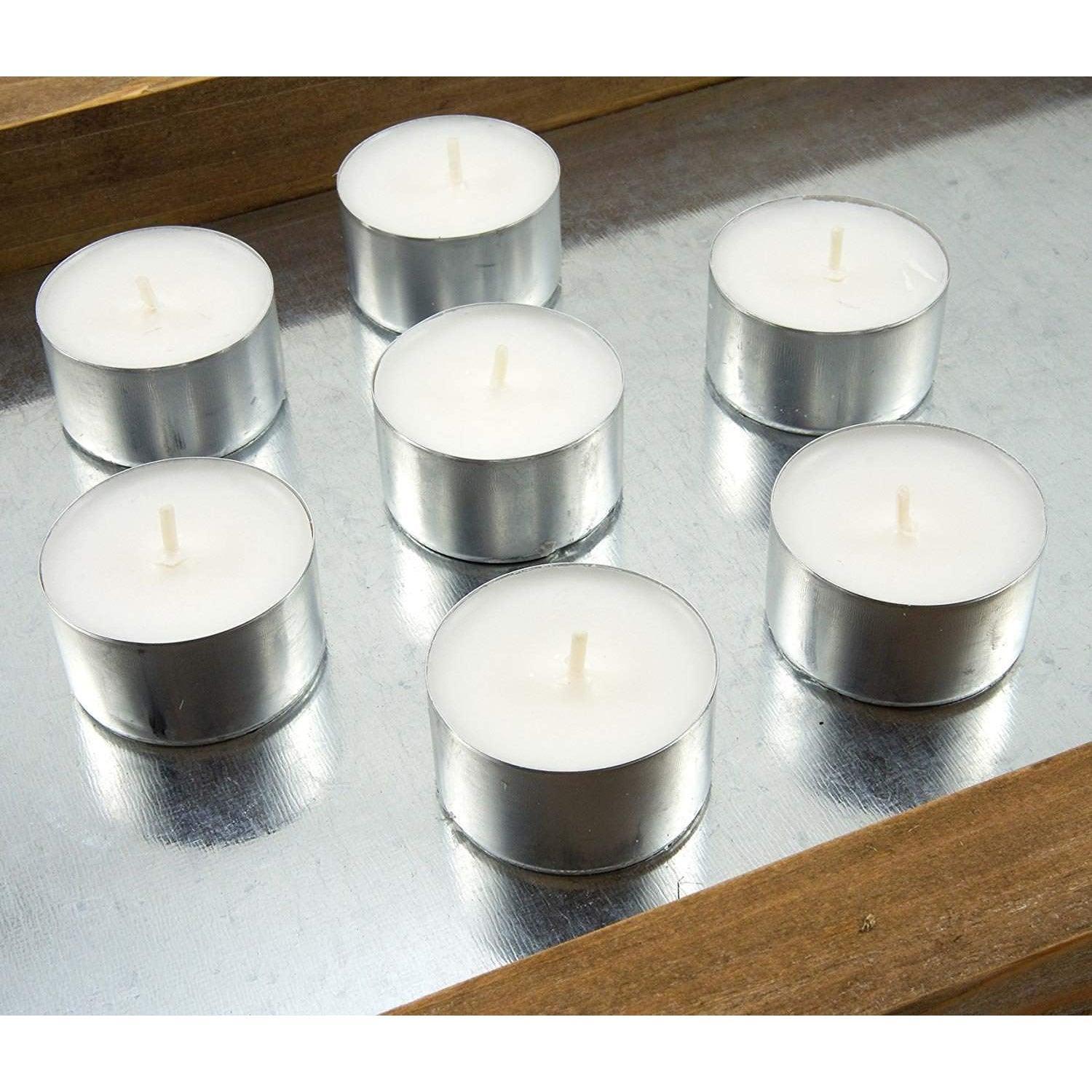 100% Pure Wax Long Burning Tealight Decor Candles, 9 Hours Burn Time (White) - Walgrow.com