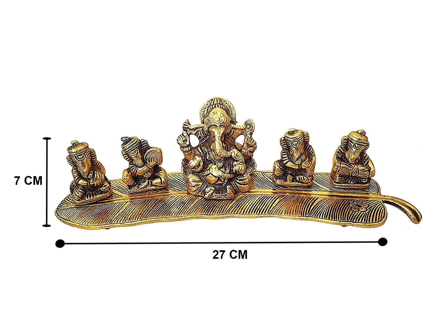 5 Musical lord Ganesha Statue with Banana Leaf For Pooja, Home Décor & Gifts Purpose - Walgrow.com