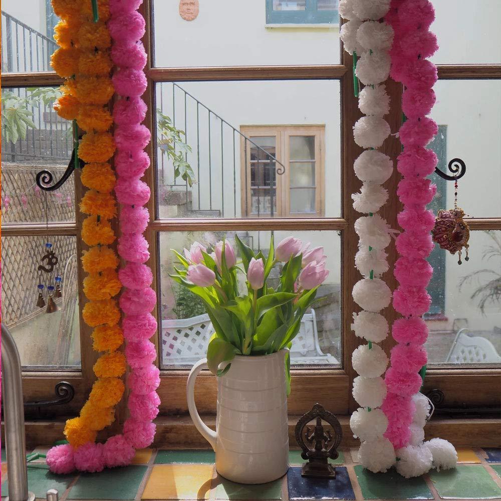 Artificial Marigold Garlands Flower For Home, Office & Festive Event Decoration (Pink) - Walgrow.com