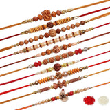 Assorted Design Dora Rakhi With Roli & Chawal For Beloved Brother (Set Of 10, Multi) - Walgrow.com