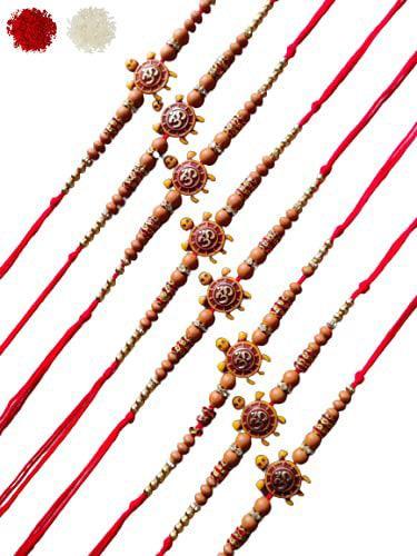 Assorted Raksha Bandhan Tortoise Designer Rakhi With Roli & Chawal (Set Of 8, Multi) - Walgrow.com