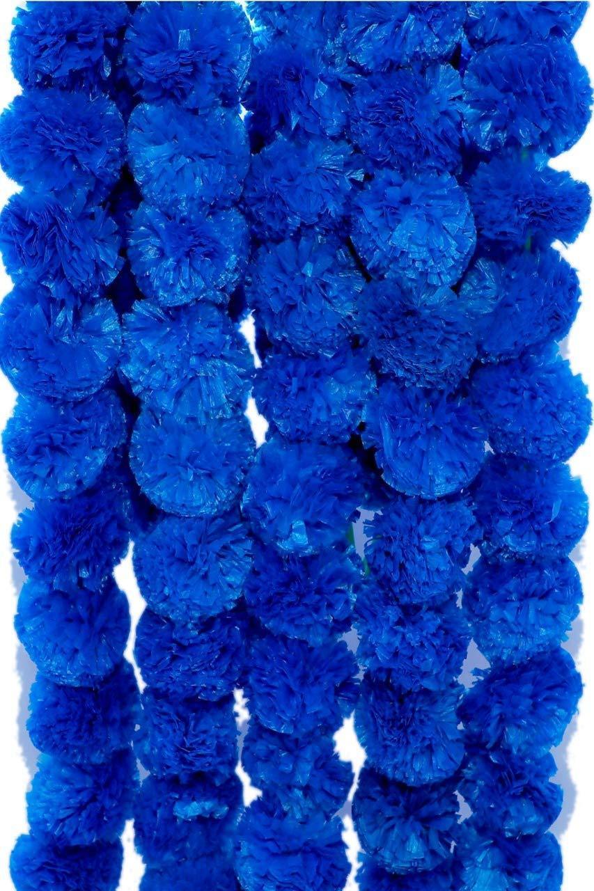 Blue Artificial Marigold Garlands Flower For Home, Office & Festive Event Decoration - Walgrow.com