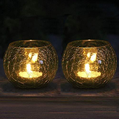 Crackled Round Glass Mosaic Tealight Candle Holders (7 Cm x 10 Cm x 10 Cm ,Pack Of 2) - Walgrow.com