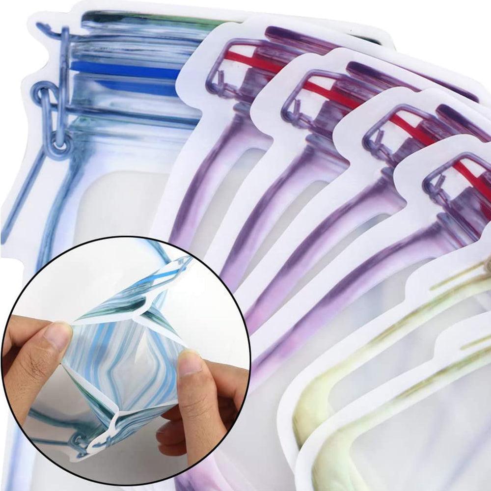 Daily Kitchen Reusable Mason Jar/Bottle Shape Ziplock Freezer Storage Pouch Bags (Extra Large) - Walgrow.com