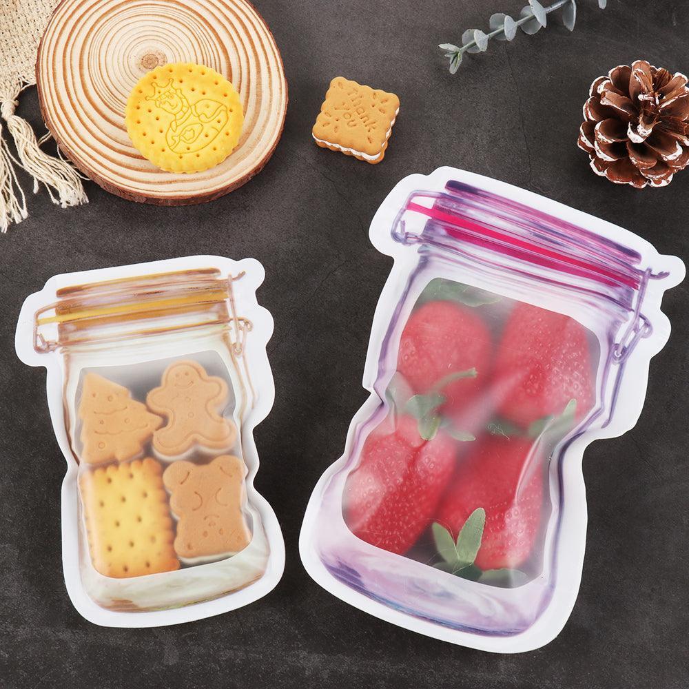 Daily Kitchen Reusable Mason Jar/Bottle Shape Ziplock Freezer Storage Pouch Bags (Extra Large) - Walgrow.com