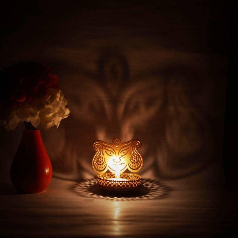 Eco-Friendly Handcrafted Religious Night Shadow Tealight Candle Holders (Golden) - Walgrow.com