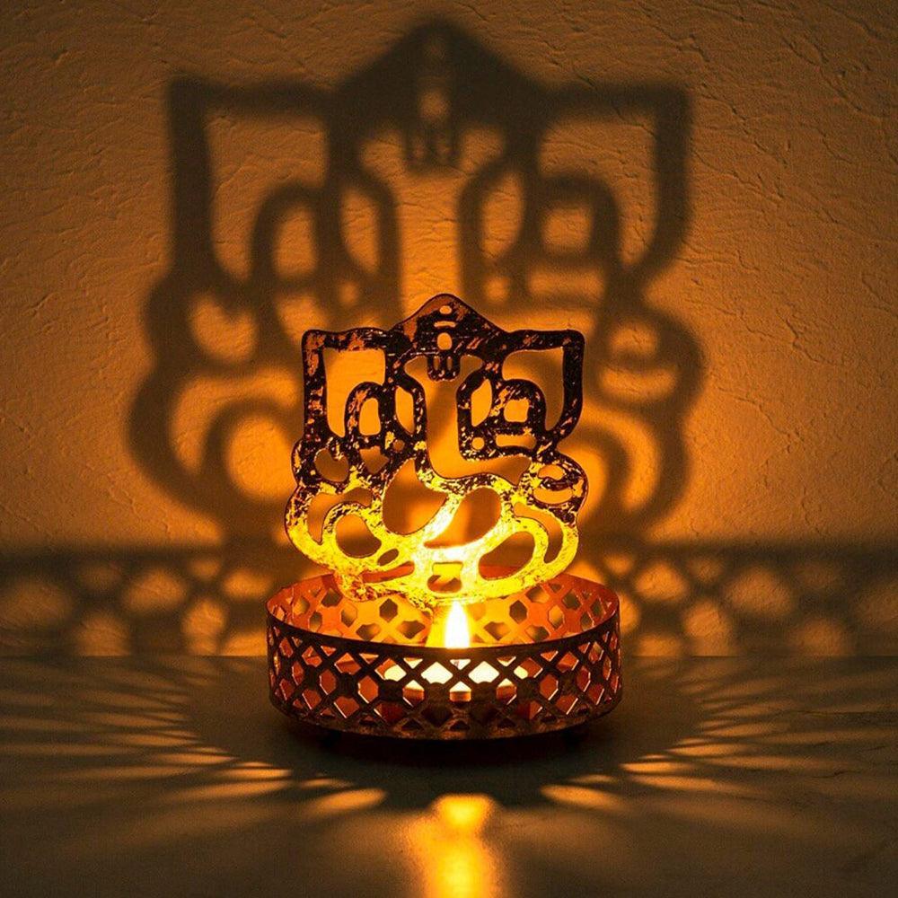 Eco-Friendly Handcrafted Religious Night Shadow Tealight Candle Holders (Golden) - Walgrow.com