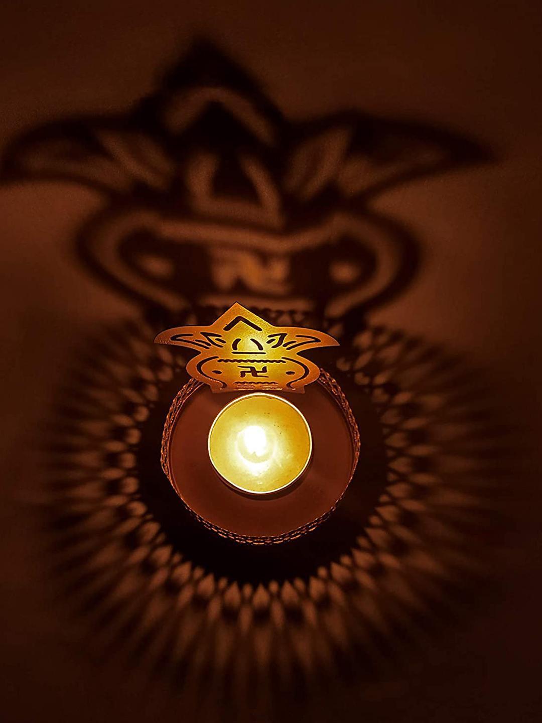 Eco-Friendly Handcrafted Religious Night Shadow Tealight Candle Holders (Golden) - Walgrow.com