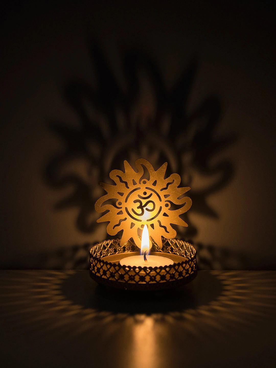 Eco-Friendly Handcrafted Religious Night Shadow Tealight Candle Holders (Golden) - Walgrow.com