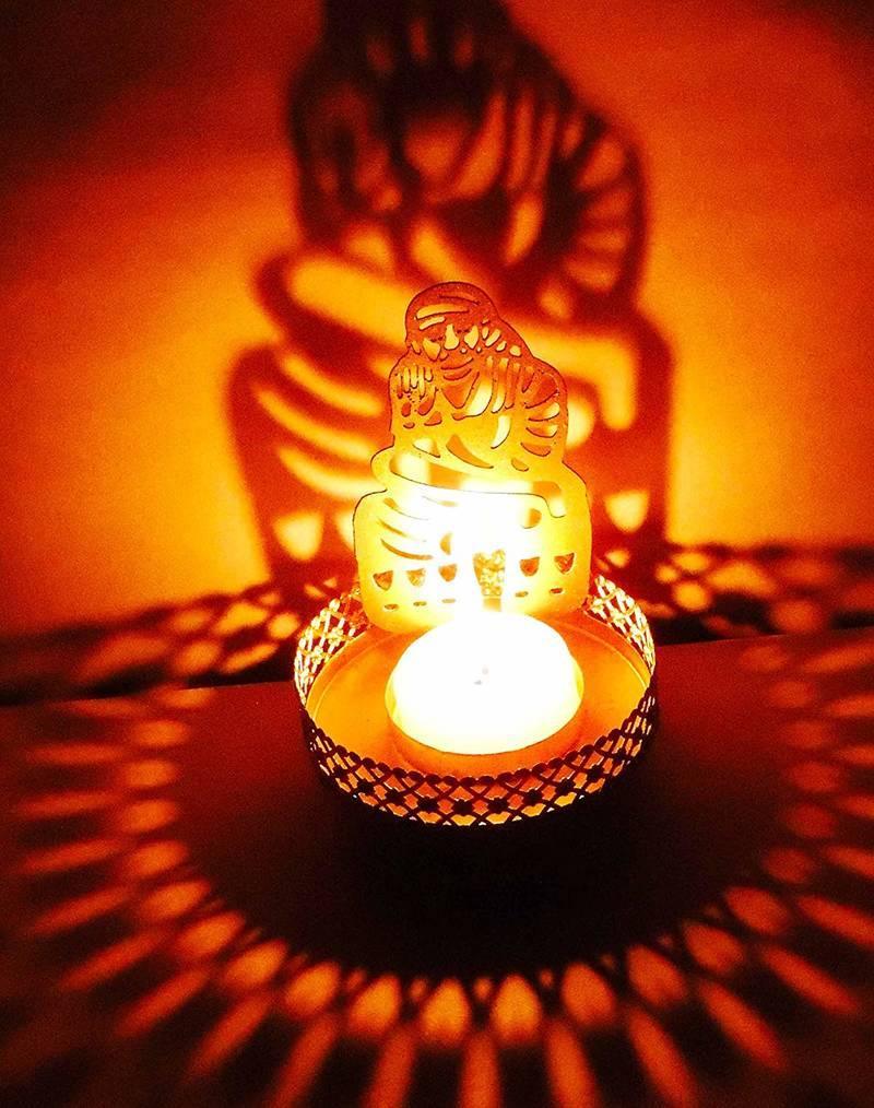 Eco-Friendly Handcrafted Religious Night Shadow Tealight Candle Holders (Golden) - Walgrow.com