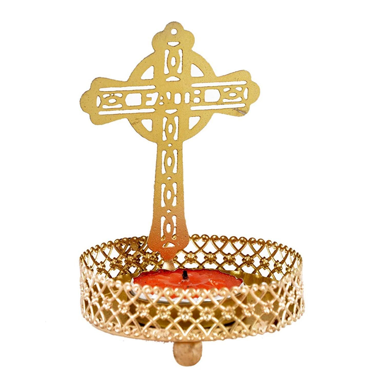 Eco-Friendly Handcrafted Religious Night Shadow Tealight Candle Holders (Golden) - Walgrow.com