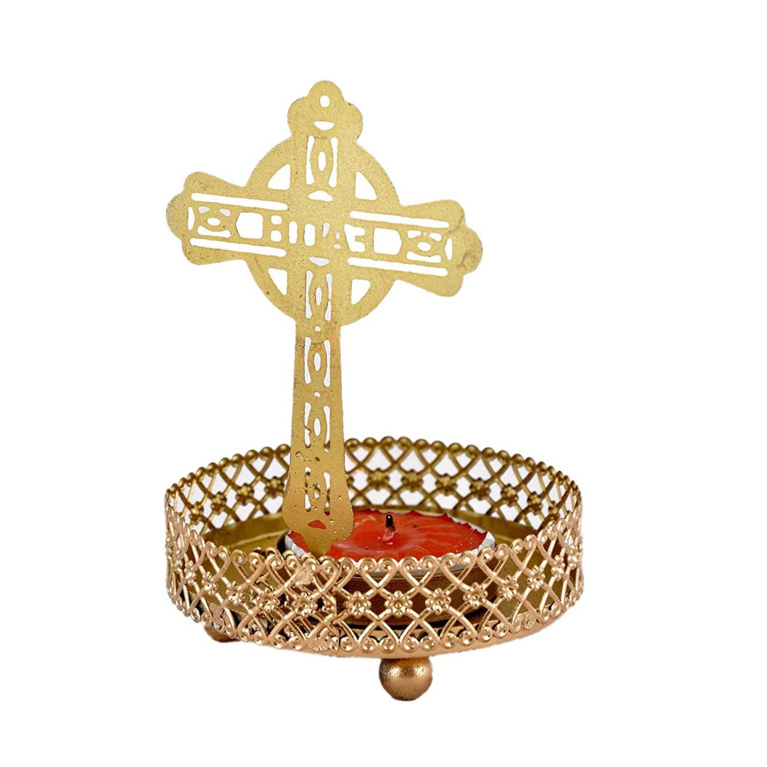 Eco-Friendly Handcrafted Religious Night Shadow Tealight Candle Holders (Golden) - Walgrow.com