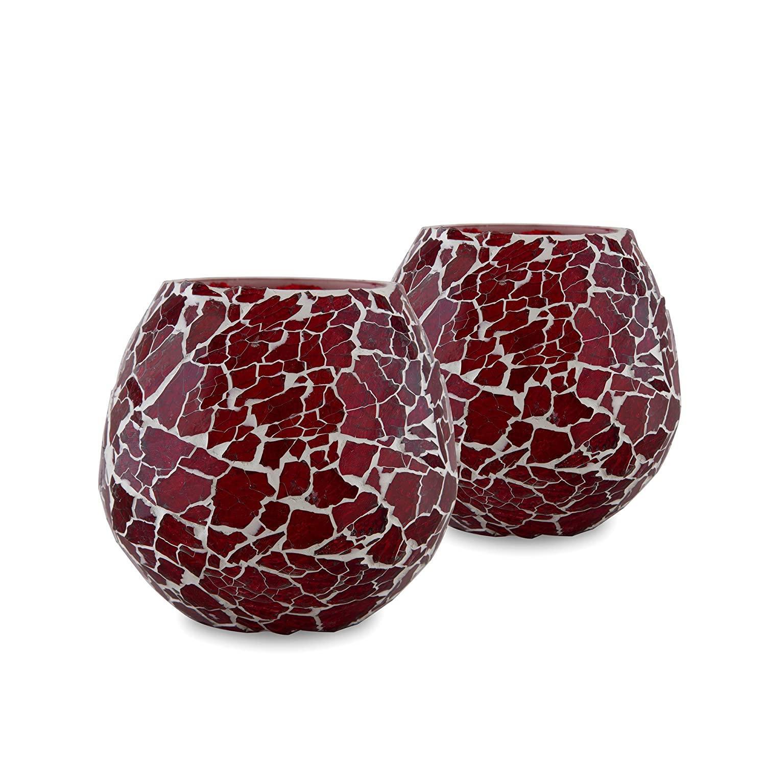 Handcrafted Mosaic Turkish Moroccan Glass Tealight Candle Holder (11 Cm x 12 Cm x 12 Cm, Pack Of 2) - Walgrow.com