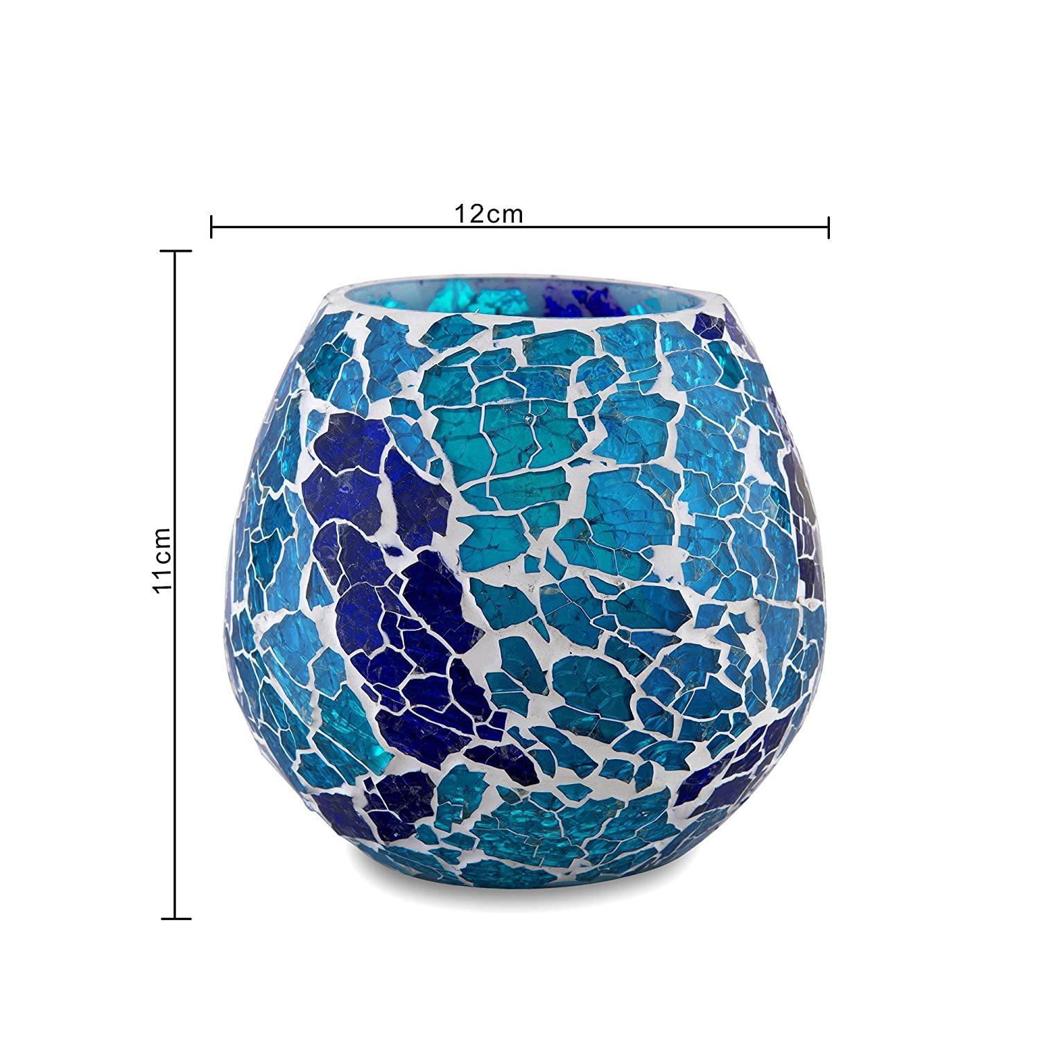 Handcrafted Mosaic Turkish Moroccan Glass Tealight Candle Holder (11 Cm x 12 Cm x 12 Cm, Pack Of 2) - Walgrow.com