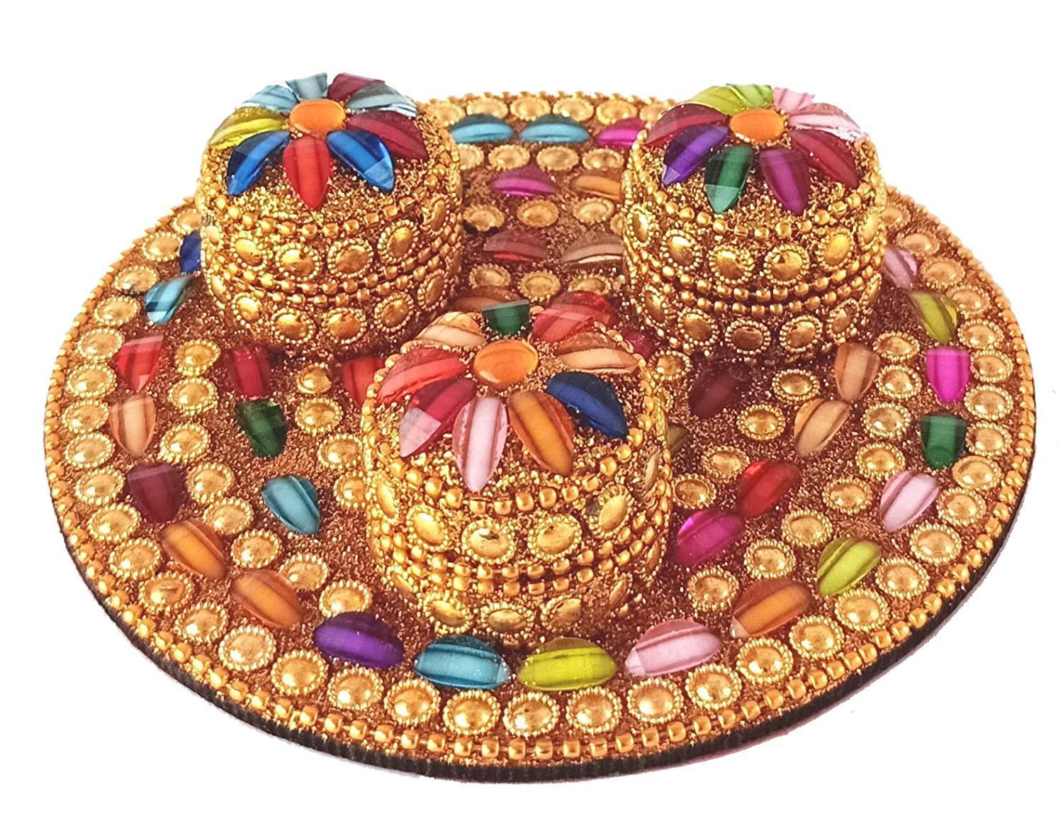 Handicraft Haldi/Kumkum/Chandan/Roli Box For Wedding/Navratri and More - Walgrow.com