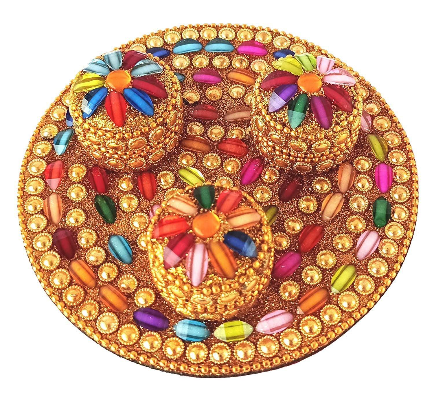 Handicraft Haldi/Kumkum/Chandan/Roli Box For Wedding/Navratri and More - Walgrow.com