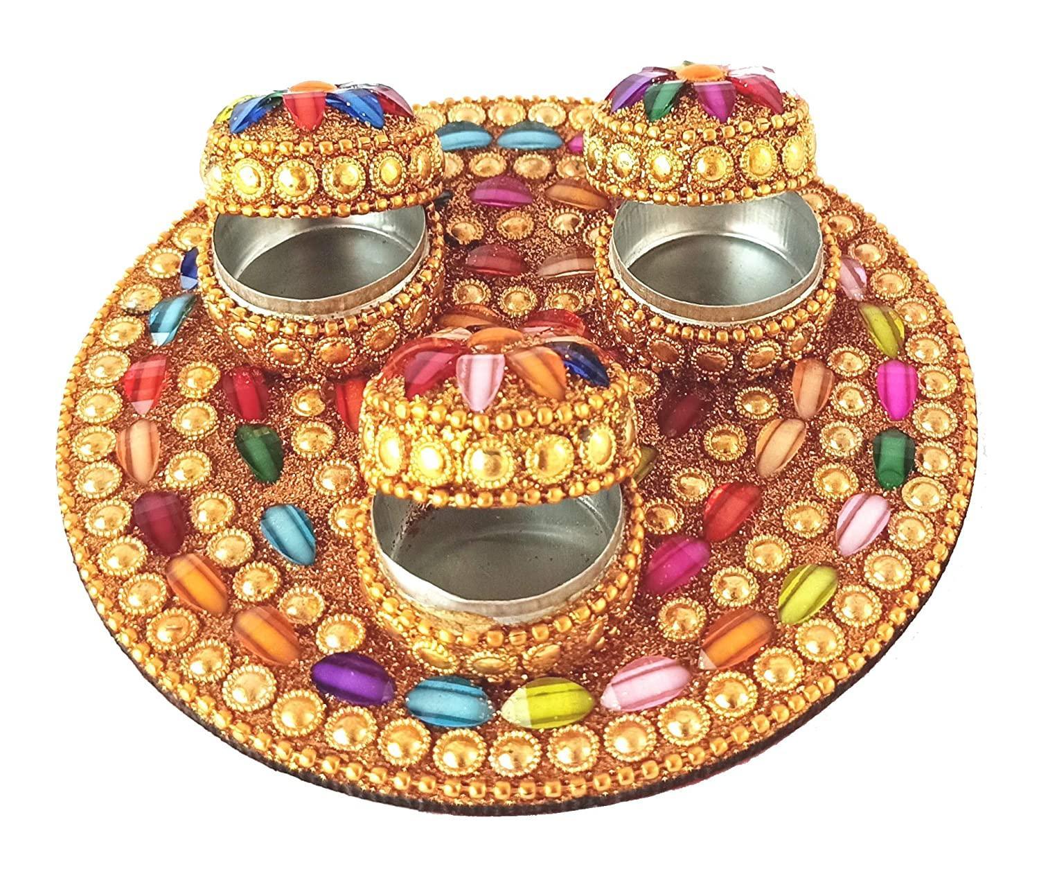 Handicraft Haldi/Kumkum/Chandan/Roli Box For Wedding/Navratri and More - Walgrow.com