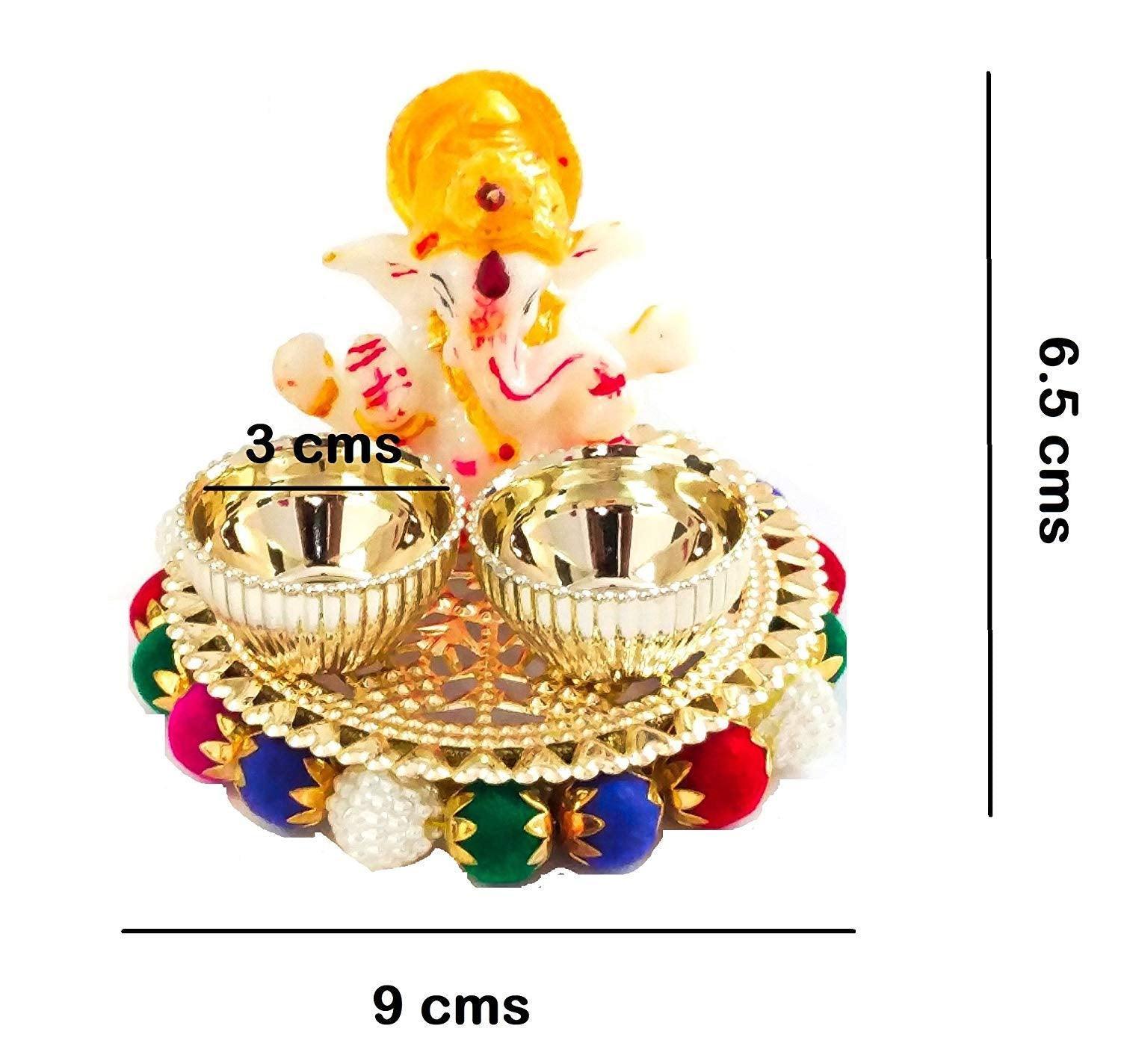 Handmade Acrylic Haldi/Kumkum/Chandan/Roli Box For For Pooja (Multicolor) - Walgrow.com