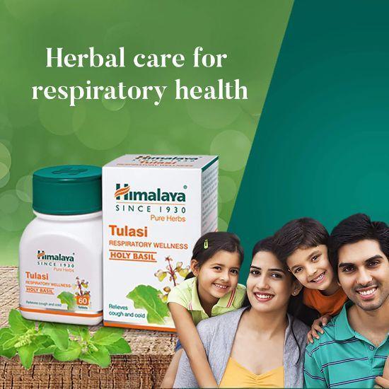 Himalaya Pure Herbs Tulasi Respiratory Wellness Holy Basil (1 Bottle 60 Tablets) - Walgrow.com