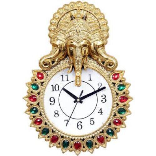 Hinduism Religion Three Mukhi Ganesha Analog Hanging Wall Clock For Home Decor - Walgrow.com