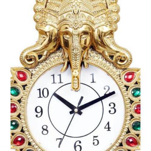 Hinduism Religion Three Mukhi Ganesha Analog Hanging Wall Clock For Home Decor - Walgrow.com