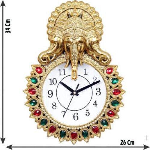 Hinduism Religion Three Mukhi Ganesha Analog Hanging Wall Clock For Home Decor - Walgrow.com