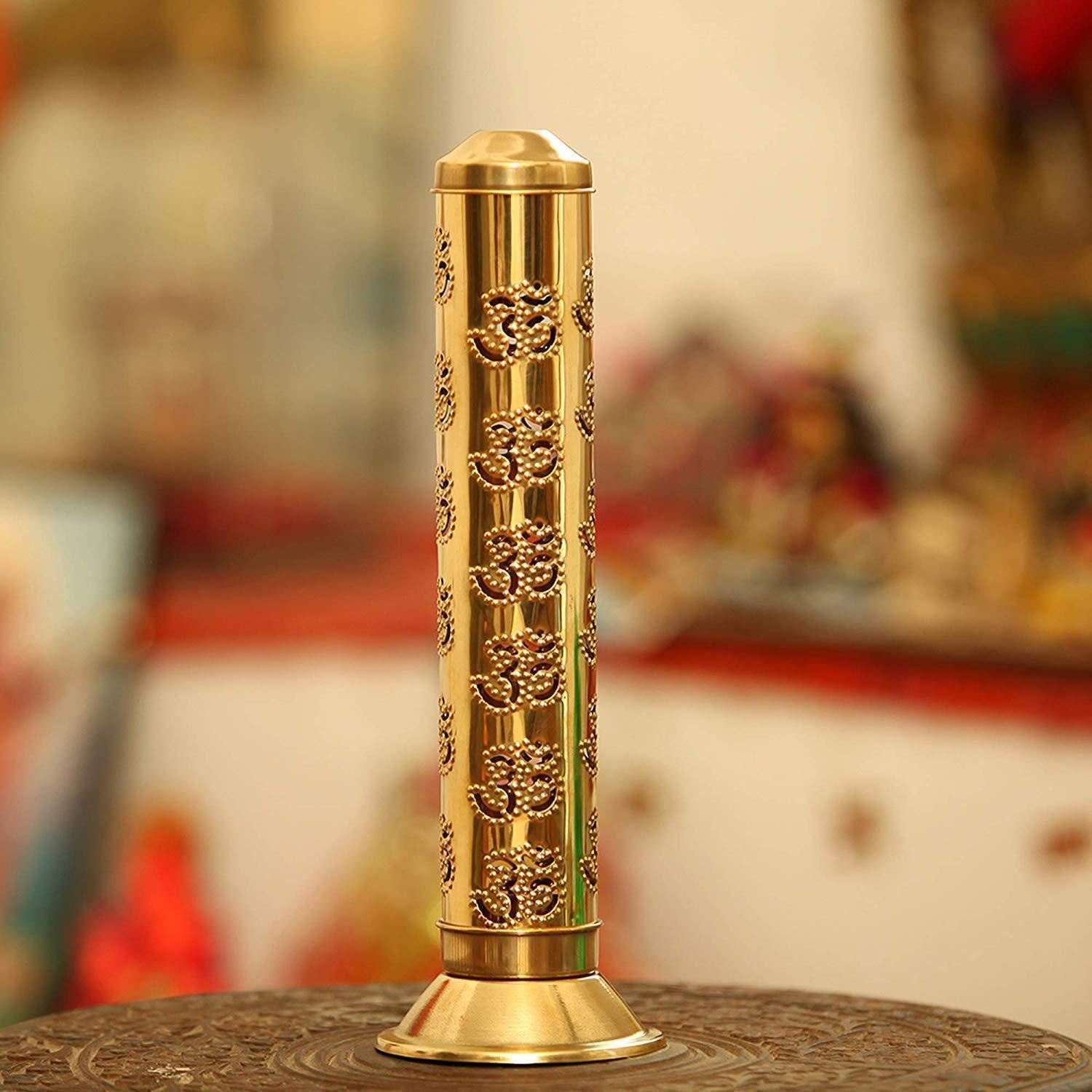 Indian Brass Incense/Agarbatti Stick Stand Holder For Home, Office & Shop Decor (Gold) - Walgrow.com