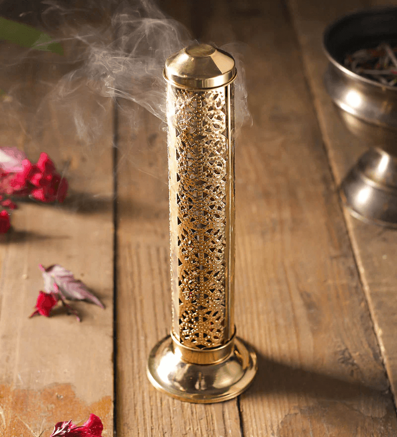 Indian Brass Incense/Agarbatti Stick Stand Holder For Home, Office & Shop Decor (Gold) - Walgrow.com