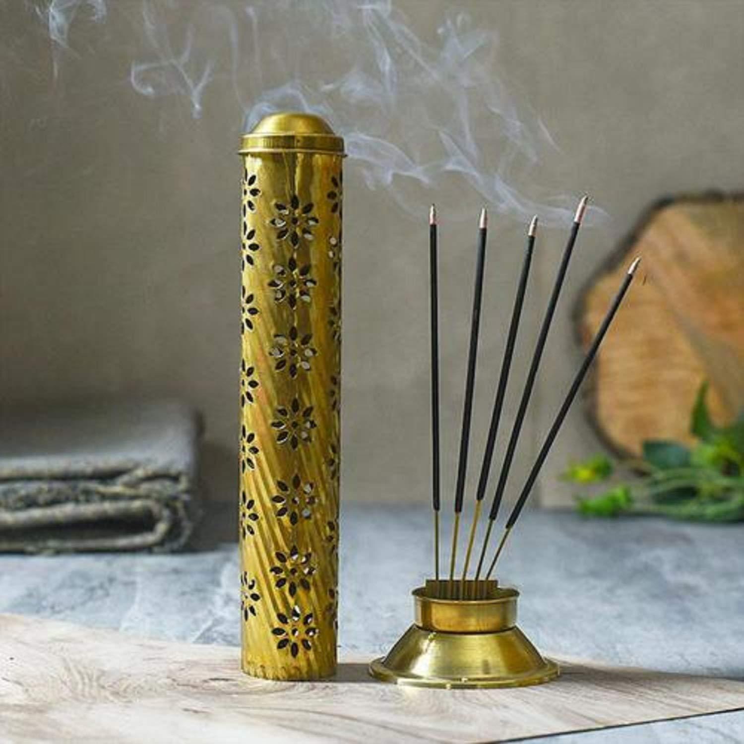 Indian Brass Incense/Agarbatti Stick Stand Holder For Home, Office & Shop Decor (Gold) - Walgrow.com