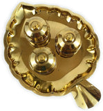 Indian Brass Leaf Shaped Gold Plated Haldi/Kumkum/Chandan/Roli Box For Pooja - Walgrow.com