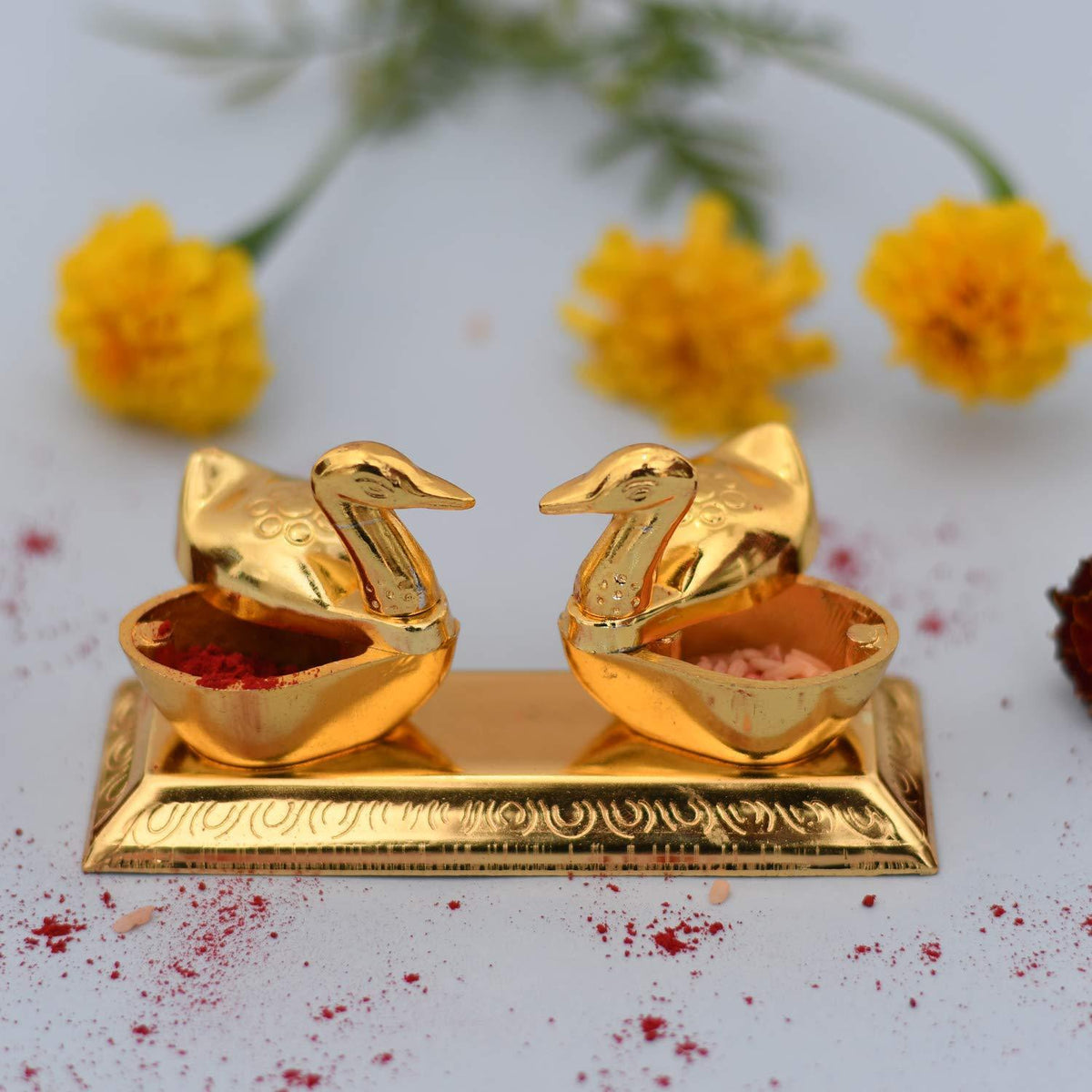 Indian Religion Duck Shape Kumkum/Chandan/Roli Box For Pooja and Gift Purpose - Walgrow.com