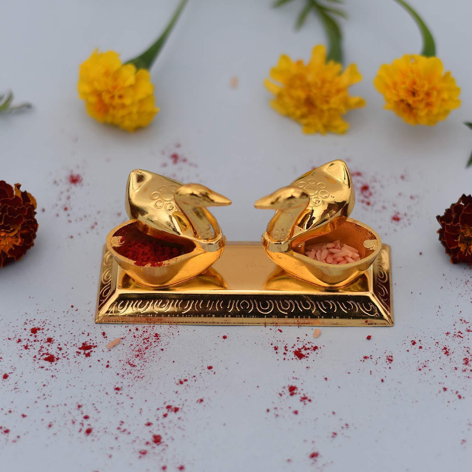 Indian Religion Duck Shape Kumkum/Chandan/Roli Box For Pooja and Gift Purpose - Walgrow.com