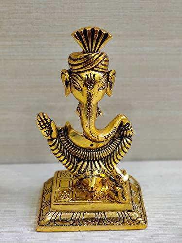 Lord Ganesha Statue Metal Table With Pagdi For Pooja, Home Décor & Gifts Purpose - Walgrow.com