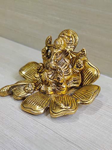 Metal Flower Lord Ganesha Statue For Pooja, Home Décor & Gifts Purpose - Walgrow.com