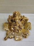 Metal Flower Lord Ganesha Statue For Pooja, Home Décor & Gifts Purpose - Walgrow.com