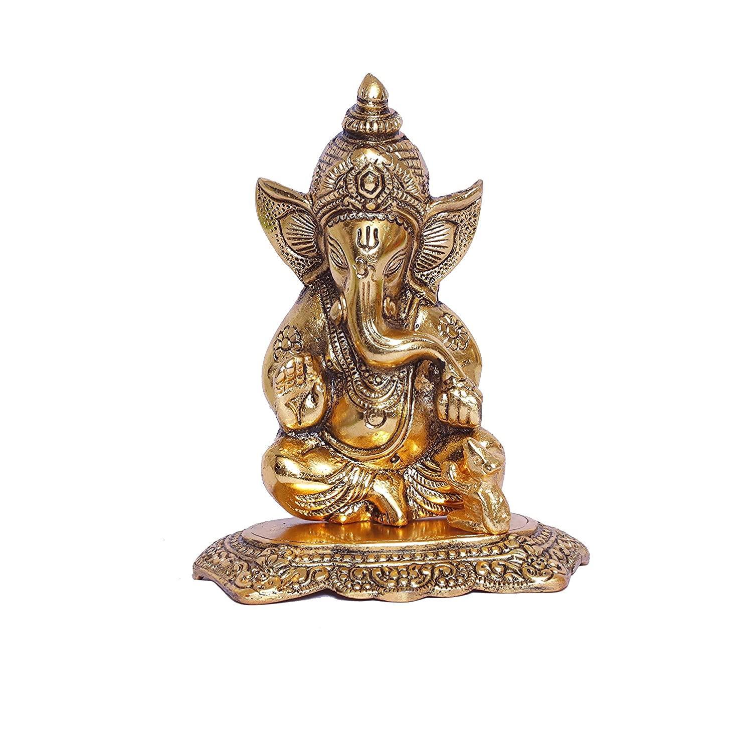 Metal Lord Ganesha Statue For Temple Pooja, Home Décor & Gifts Purpose - Walgrow.com