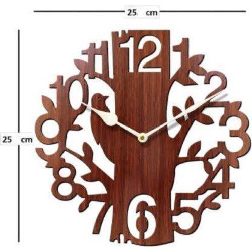 Modern Designer Wooden Round Nature Without Glass Hanging Analog Wall Clock - Walgrow.com