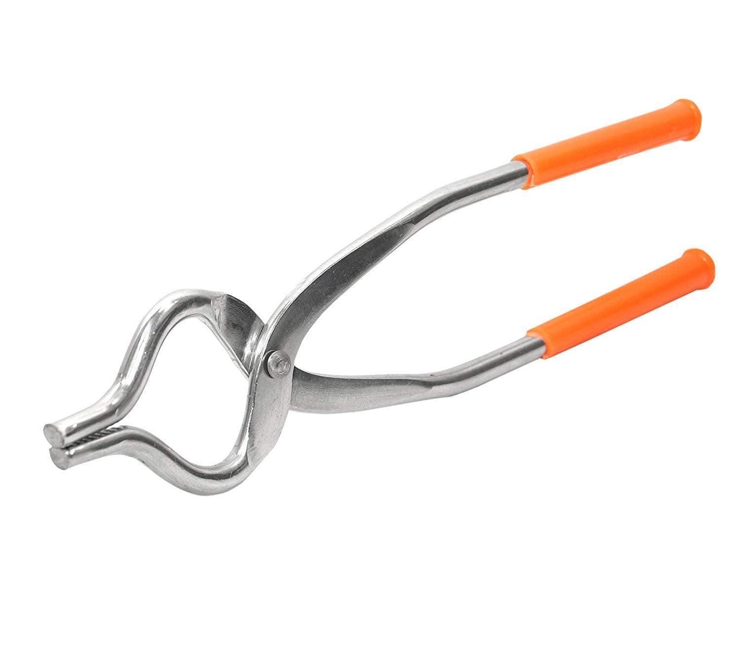 Multipurpose Stainless Steel Pakkad/Gripper/Lifter Holders For Kitchen Cooking (Silver and Orange) - Walgrow.com